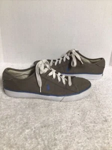 Polo Ralph Lauren Low Top Sneakers Mens 11 D Gray Clifton Canvas Shoes Logo - Picture 1 of 13