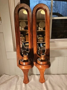 Pair Of Large Vintage Mirrored Hanging Candle Sconces - Picture 1 of 9