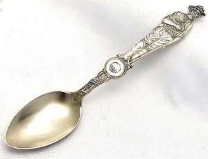 Miner Sterling Silver Souvenir Spoon Struck it Rich Mining Figural Double Sided - Picture 1 of 6
