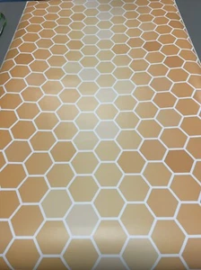 YELLOW DESIGN YOUR WALL PEEL AND STICK WALLPAPER HONEYCOMB TILE HEXAGONS HEXIES - Picture 1 of 2