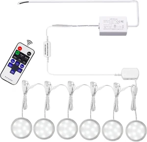 Linkable under Cabinet LED Lighting Hard Wire 12V Slim Aluminum Dimmable Puck Li - Picture 1 of 7