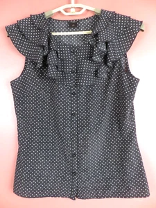 ANN TAYLOR Women Lightweight Polyester Tank Top Layered Neck Decor Polka Dot 10 - Picture 1 of 9