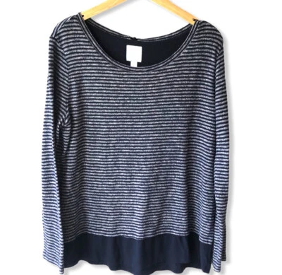 Suéter Dressbarn Mujer Talla Grande Domingo Azul Marino Blanco Rayas Atado Atrás Adulto L Foto 1 de 4