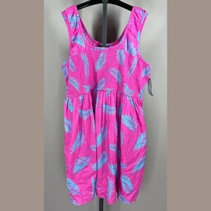 NEW Lane Bryant Dress Womens 26 28 purple blue floral cotton preppy colorful sun - Picture 1 of 10