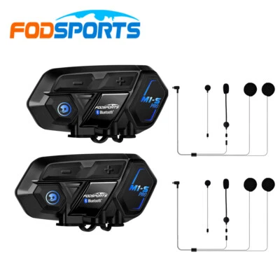 M1-S Motorrad Helm Gegensprechanlage 2000M Bluetooth 5.4 Headset Intercom GPS DE - Bild 1 von 4