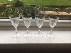 4 Patterned Glass Liqueur Glasses / Good Used Condition 