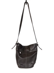 Tignanello Brown Leather Purse Pebble Medium Handbag Long Crossbody Strap - Picture 1 of 10