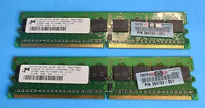 Micron 1GB 2x512MB 1Rx8 PC2-5300E DDR2-667 ECC Workstation RAM HP 384704-051 - Picture 1 of 1