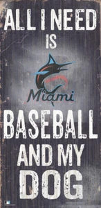 Miami Marlins Sign Wood 6x12 Baseball and Dog Design Special Order - Picture 1 of 1