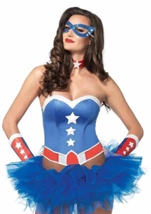 American Hero Superhero Captain Halloween Sexy Adult Costume Small - Picture 1 of 1