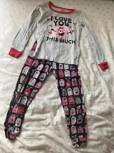 PJ Place The Childrens Place 2 Piece Pajama Set Pants Top Hearts Love Monster 4T - Picture 1 of 19