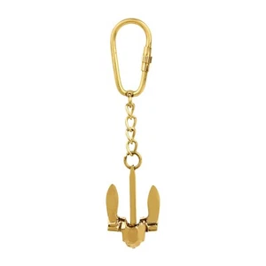 Nautical Brass Marine Anchor Key Chain Ring Handmade Key Holder With Brass Loop - Imagen 1 de 6