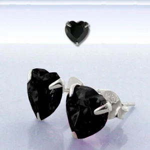 1 Paar 925 Silber Herz Ohrringe Ohrstecker Zirkonia Hip Hop Schwarz Ø 6mm - Bild 1 von 2