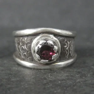 Gothic Sterling Garnet Ring Size 9 One of a Kind - Picture 1 of 9