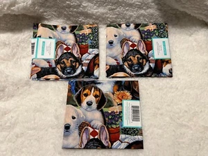 Three Waverly Fabric (?) Puppy Dog Pattern Fat Quarters - Picture 1 of 2