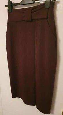 Size 8 Jasper Conran Purple Midi Skirt With Bow Front Detail And Pockets - Image 1 of 4