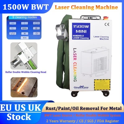 CHINACNCZONE BWT 1500W Fiber Laser Cleaning Machine for Rust/Oil/Paint Removal 20m²/h EU Ship