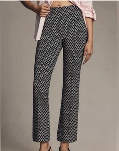 Pantalones Cortos Anthropologie Maeve The Margot Kick Acampanados Chevron Negro Rosa Talla L - Imagen 1 de 12