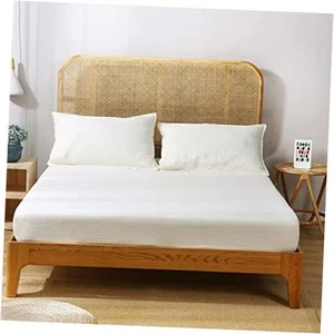 100% Organic Linen Fitted Sheet 1 Piece,16inch Deep Pocket Twin Creamy White - Picture 1 of 7