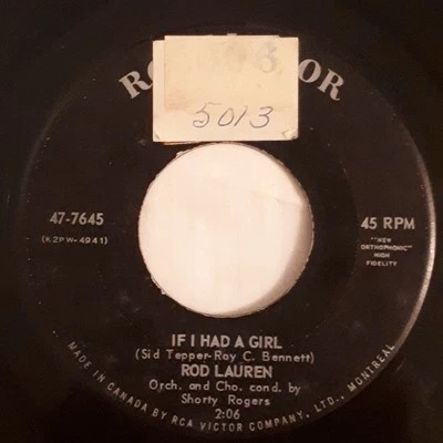 Rod Lauren, If I Had A Girl / No Wonder, (7"), VG, 3584307843 Foto 1 de 3