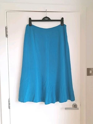 Windsmoor Silk Midi Skirt UK14 Teal Lined Flare Floaty Barely Worn - Image 1 of 4