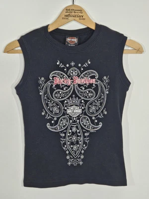 Camiseta sin mangas Harley Davidson de colección Y2K musculosa talla S New Castle Paisley Foto 1 de 4