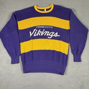 Rare Vintage Minnesota Vikings Sweater Large L Cliff Engle Long Sleeve Striped - Bild 1 von 7