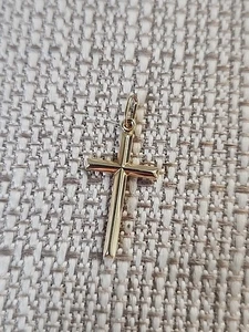 Vintage 14K Yellow Gold Cross Pendant Charm - Picture 1 of 5