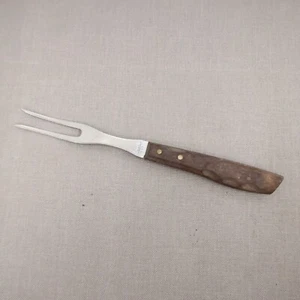 Utensilio tenedor para servir talla de carne con mango de madera de acero inoxidable MCM vintage - Imagen 1 de 5