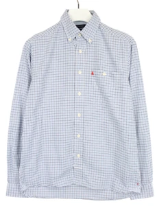 Camisa Musto Ocean Outfitters Hombre Pequeña Azul Cuadros Patrón Abotonado Logo - Imagen 1 de 9