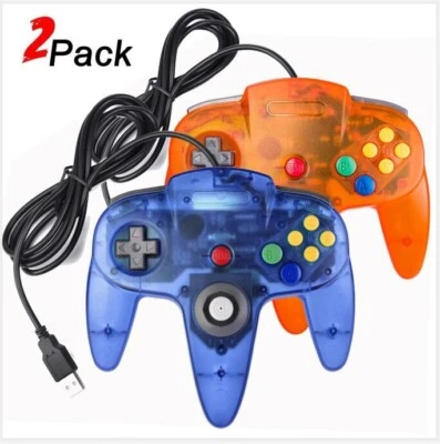2Packs USB N64 Controller Wired USB PC Gamepad Joystick for Windows PC MAC Linux - Image 1 of 4