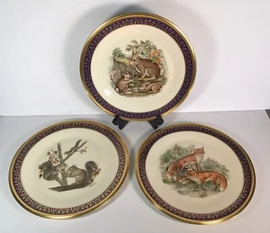 Set of 3 Vintage Lenox Woodland Wildlife 10 1/2" plate Squirrels,Foxes, Rabbits - Picture 1 of 8