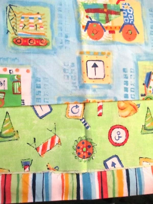 Fabric Red Rooster "Can We Build It?" 3 Pc Sampler Kids' Construction $2.50 - Image 1 of 4