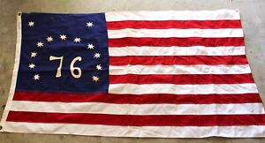Vintage American Flag Marked '76' with 13 Stars Battle of Bennington Made USA