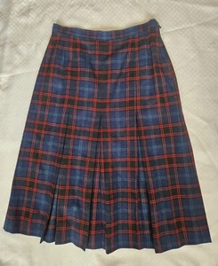 Vintage 70s Pendleton 100% Wool Pleated Skirt Blue Green Red EUC - Picture 1 of 10