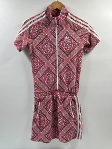 Adidas Originals Girls Size Large Pink Pattern Logo Zipper Front Dress - Picture 1 of 11