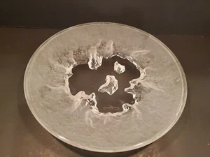 Vintage Hoya Japan Clear Frosted Glass Plate Islands Ice Lead Crystal Decor 10" - Picture 1 of 11