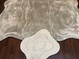 X ROMANY WASHABLES GYPSY MATS THICK 4PC SET NON SLIP GERMAN MATS SILVER /LARGE X - Picture 1 of 6