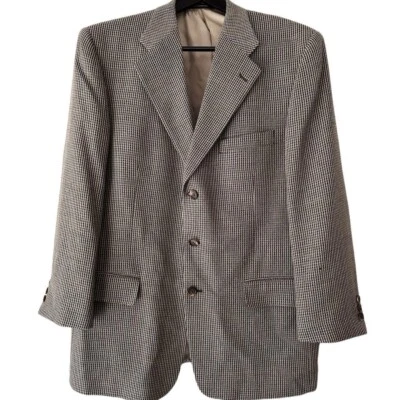 Blazer Monsieur De Givenchy 44R Marrón Tweed Cuadros 3 Botones Moda Diseñador Seda Foto 1 de 4