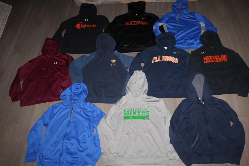 LOT 10 ADULT MENS HOODIES NIKE THERMA-FIT UNDER ARMOUR FIGHTING ILLINI LARGE - Image 1 of 4
