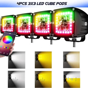 4 PIEZAS 4" pulgadas LED blanco/ámbar inundación estroboscópico vainas de luz de trabajo color RGB 3x3 luz o - Imagen 1 de 9