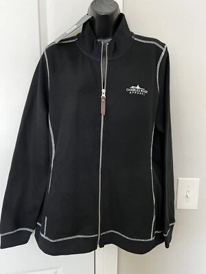 全新带标签 Charles River 女式 L 码黑色全拉链平底带夹克经典 — 第 1/4 张图片