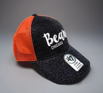 NFL Chicago Bears '47 MVP Women's Black Sparkle & Orange Snapback Trucker Cap - Image 1 of 4