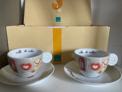 Servizio 2 tazze da cappuccino e piattini THUN serie Caffè al volo MAI USATE - Immagine 1 di 2