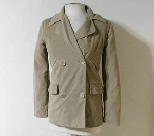 Double Breasted Peacoat Jacket Small Winter Coat Khaki Corduroy Tan Mudd Cotton - Picture 1 of 7