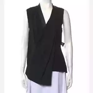 Top asimmetrico Alexander Wang drappeggiato in seta e pelle taglia USA 4 - Foto 1 di 10