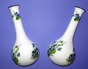 CROWN STAFFORDSHIRE Fine Bone China Wandvase bläulich floral grüne Blattfarben - Bild 1 von 8