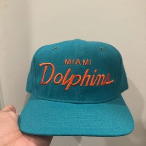 Vintage 90s NFL Miami Dolphins Sports Specialties Script Wool Snapback Teal Hat - Picture 1 of 8
