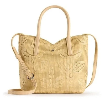 Bolso Bandolera Lauren Conrad Paja Diseñador Tejido Cartera Neutro Nuevo con Etiquetas Foto 1 de 4