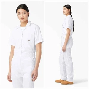 Dickies Women's XS Short Sleeve Coverall Jumpsuit White Thin Mechanic Temp IQ - Picture 1 of 8